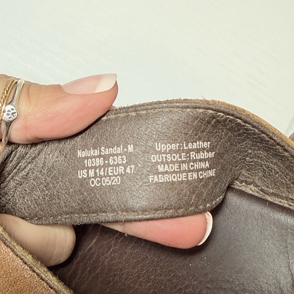 OluKai Nalukai Leather Flip Flop Thong Sandals Brown 10386-6363 Men's Sz 14 - Picture 7 of 7